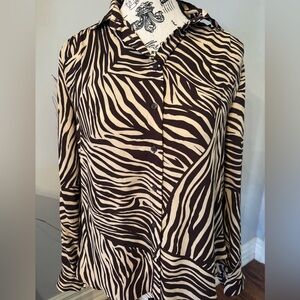 Zebra Print Button-Up Shirt by H&M